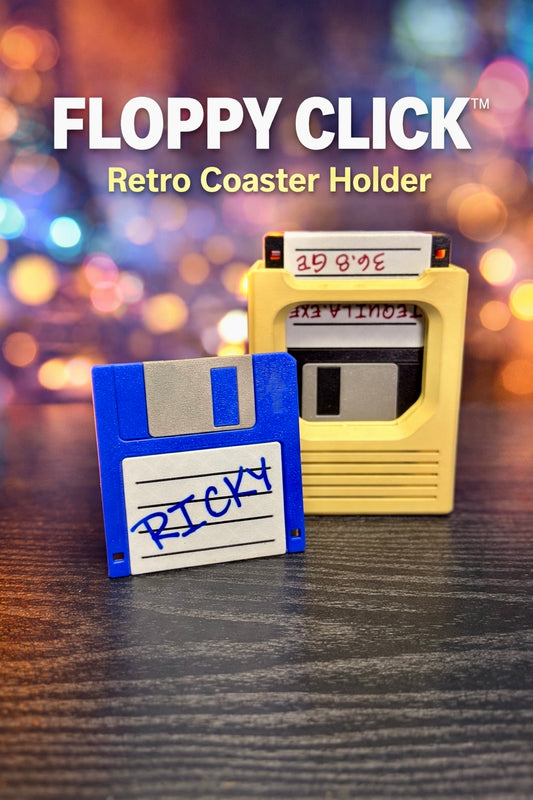 Floppy Click™ – Retro Coaster Holder 💾⚡️